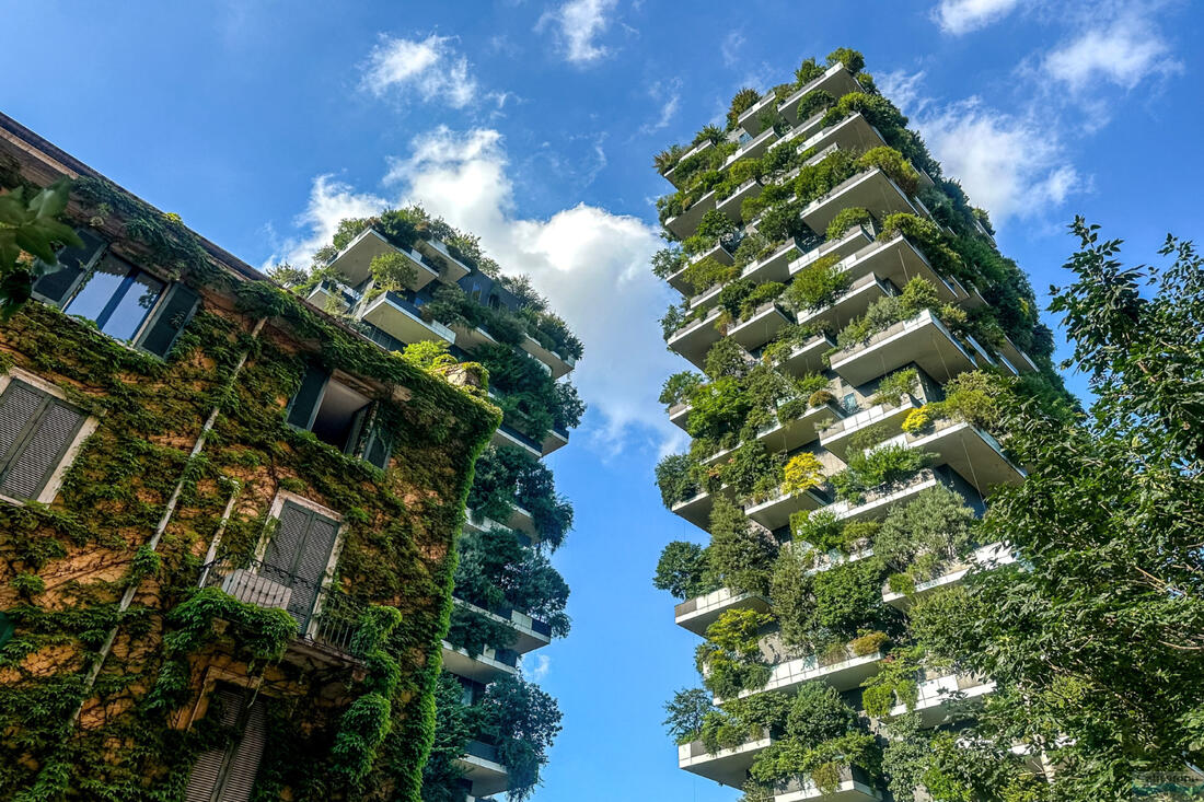 Exteriéry obytných budov Bosco Verticale v Miláně